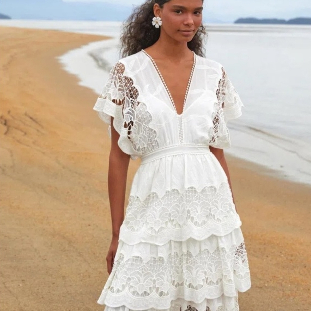 NWOT FARM RIO | $280 Richelieu Broderie Midi Dress - Picture 3 of 7
